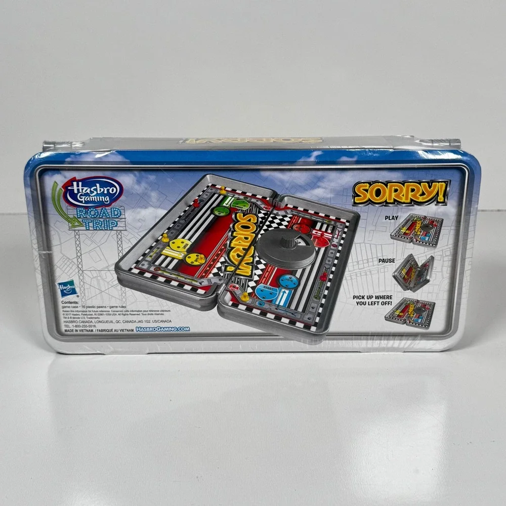 Hasbro Board Game Sorry! Classic Road Trip Portable Travel Edition Case 2017 NEW